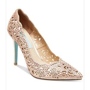 Blue by Betsey Johnson Elsa Rose GoldEvening Pumps, Rose Gold, Sz 9